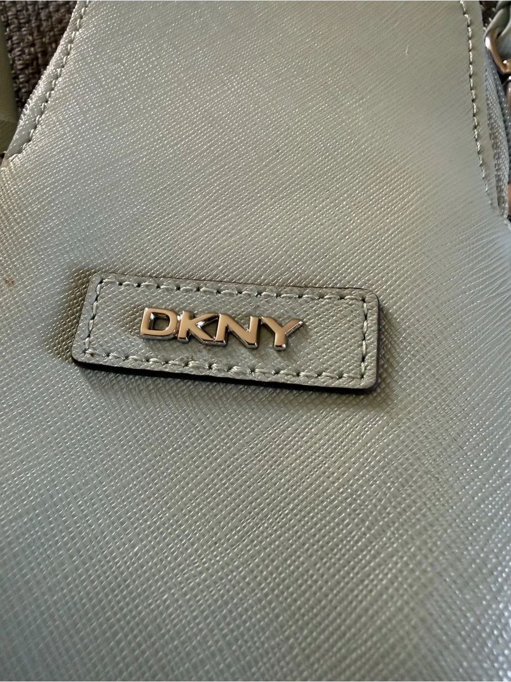 DKNY Mint Leather Wristlet Phone Pouch in Pale Green